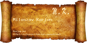 Miloszav Karion névjegykártya